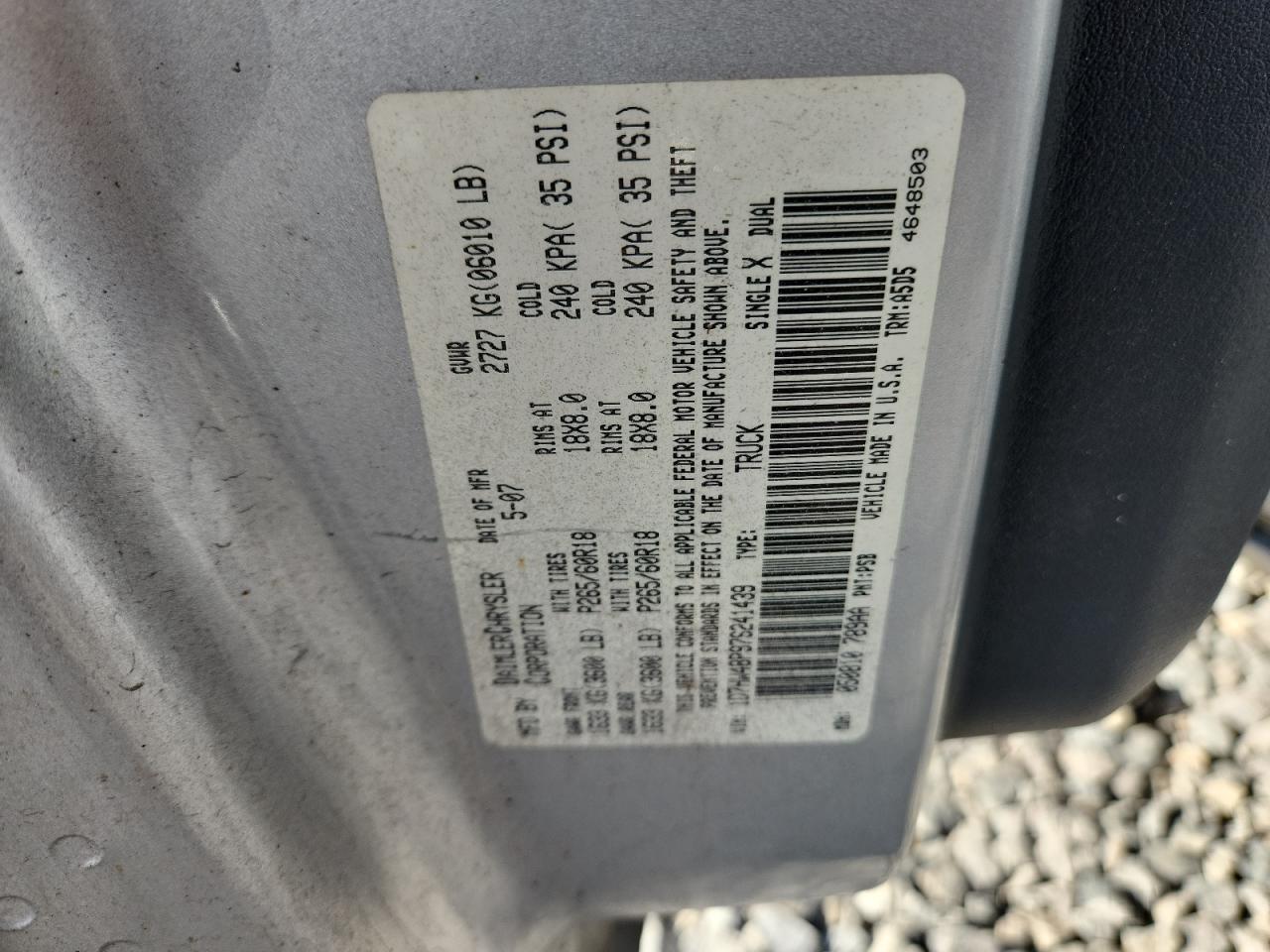2007 Dodge Dakota Quad Slt VIN: 1D7HW48P97S241439 Lot: 72039805