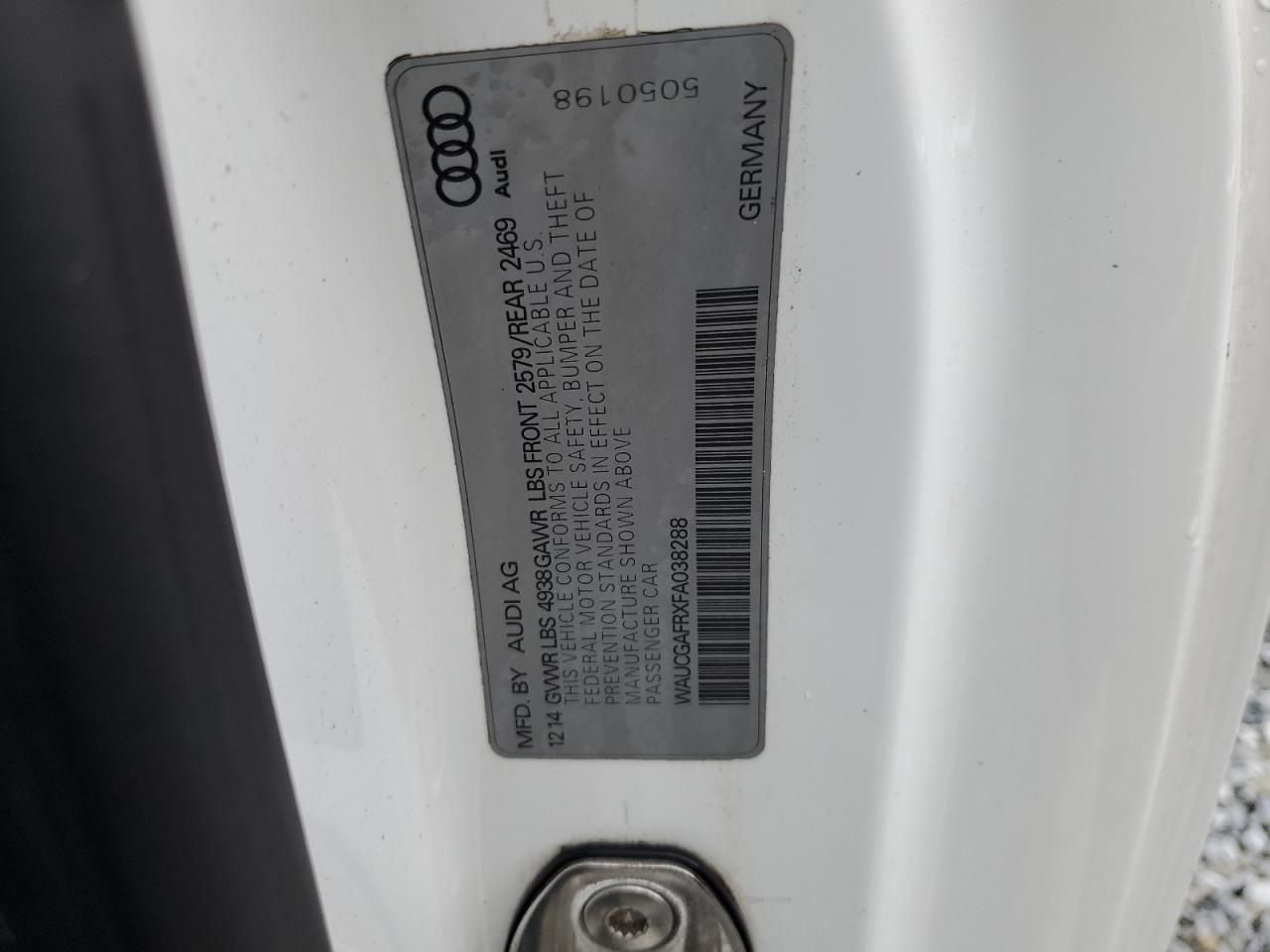 2015 Audi S5 Premium Plus VIN: WAUCGAFRXFA038288 Lot: 71894715