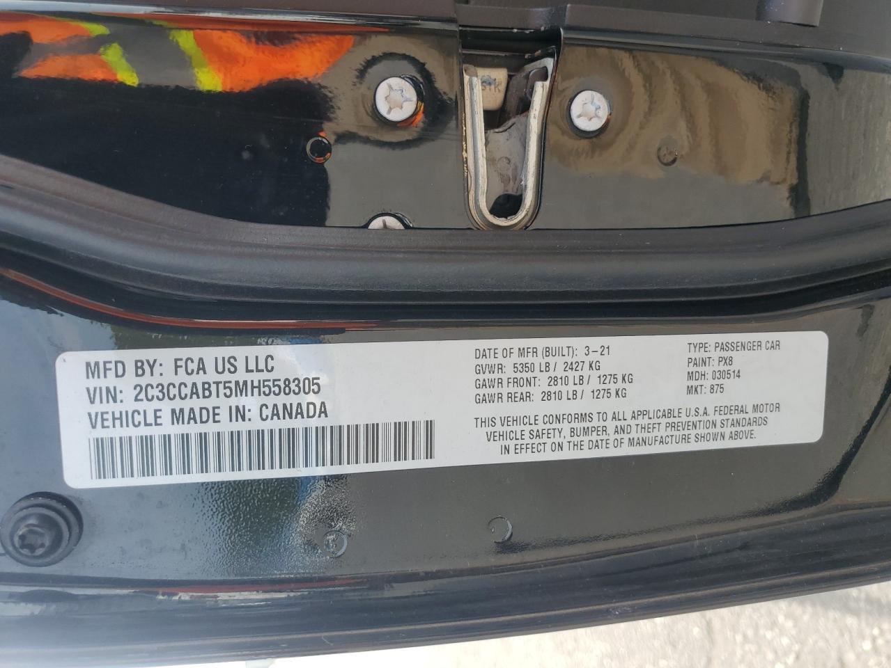 2021 Chrysler 300 S VIN: 2C3CCABT5MH558305 Lot: 81554655