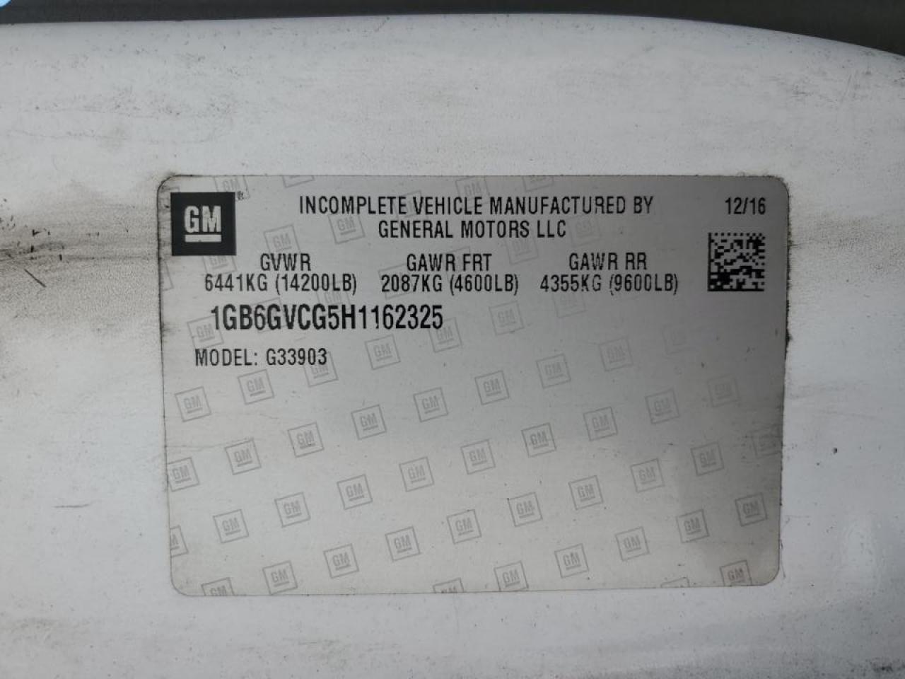 2017 Chevrolet Express G4500 VIN: 1GB6GVCG5H1162325 Lot: 85180955