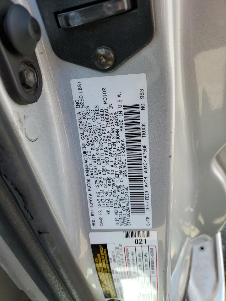 2006 Toyota Tacoma Prerunner Access Cab VIN: 5TETU62N06Z213150 Lot: 81210815