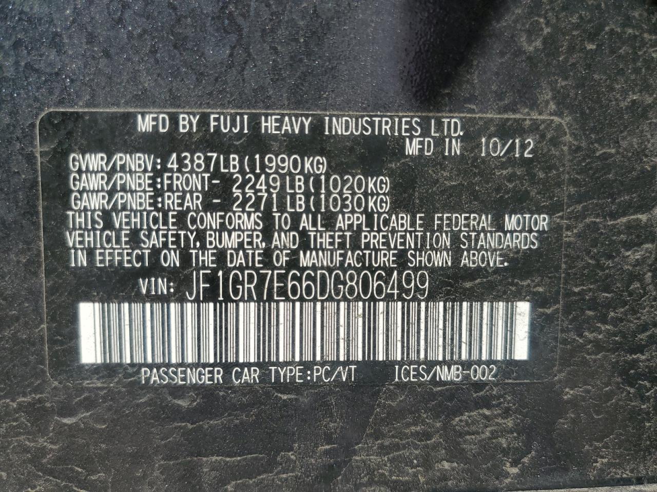 2013 Subaru Impreza Wrx VIN: JF1GV7F6XDG123456 Lot: 80102795