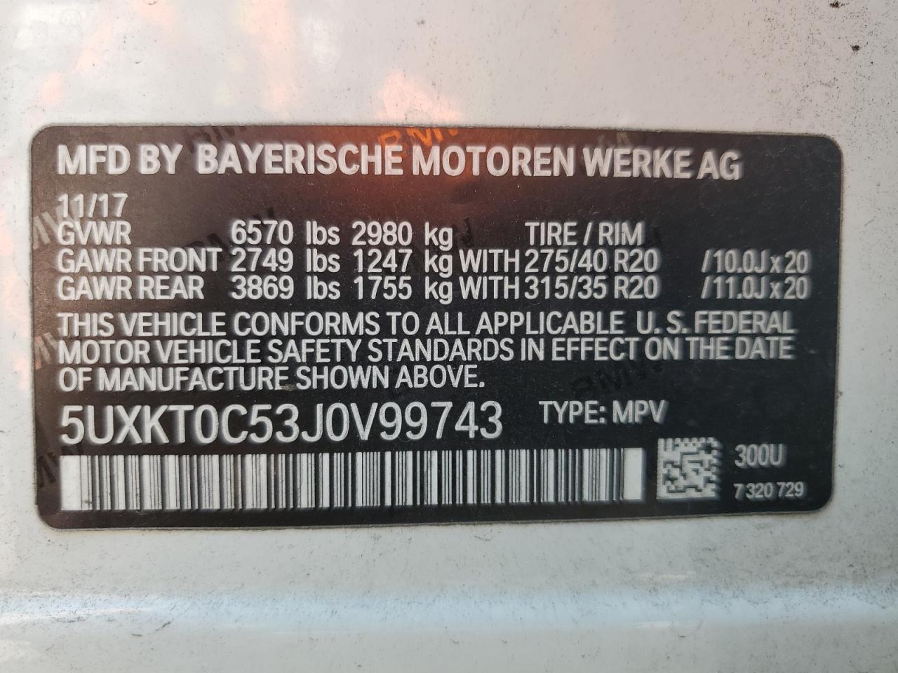 2018 BMW X5 Xdr40E VIN: 5UXKT0C53J0V99743 Lot: 71607475