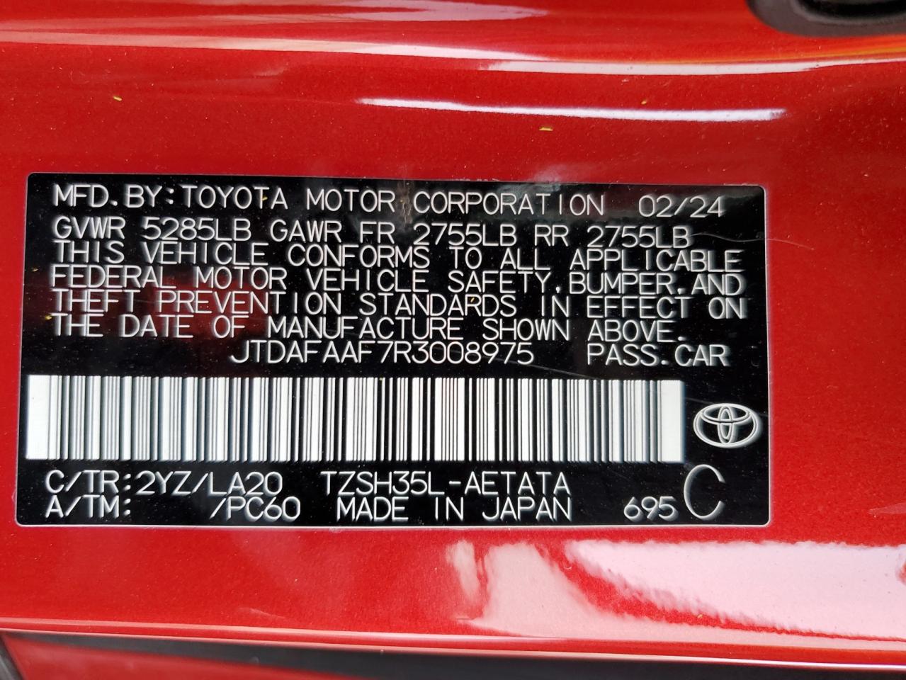 2024 Toyota Crown Platinum VIN: JTDAFAAF7R3008975 Lot: 72038765