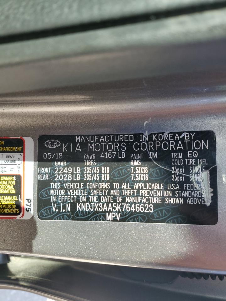 2019 Kia Soul ! VIN: KNDJX3AA5K7646623 Lot: 81126395