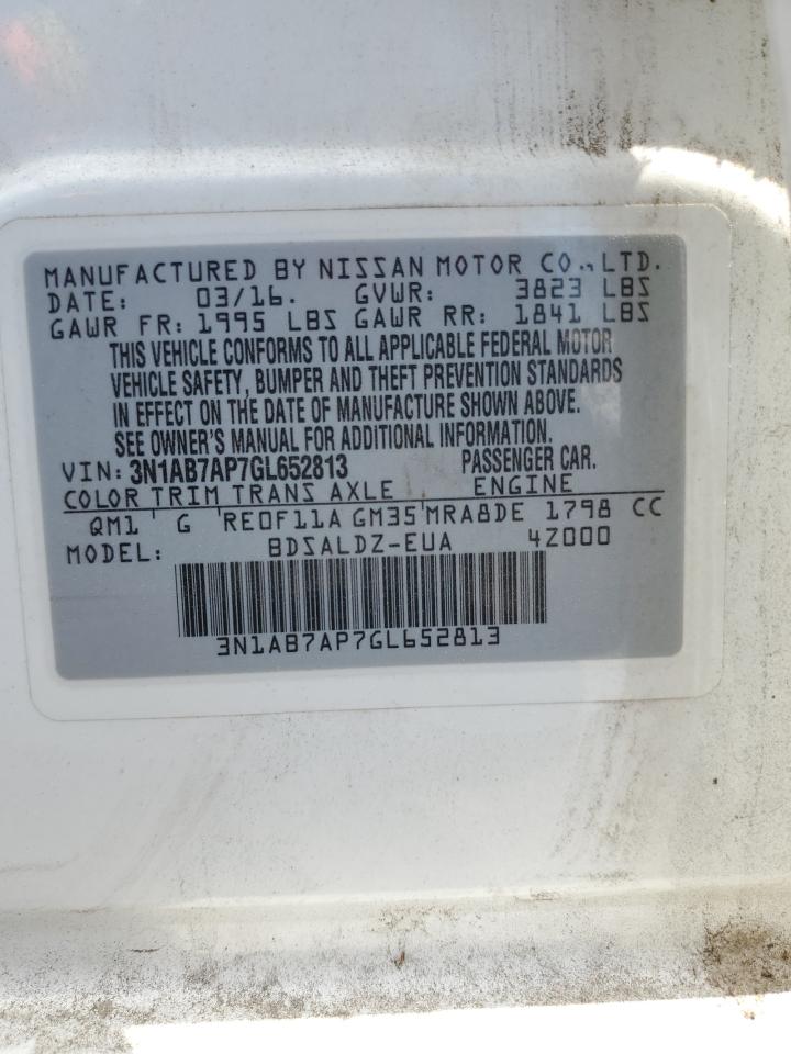 2016 Nissan Sentra S VIN: 3N1AB7AP7GL652813 Lot: 70512755