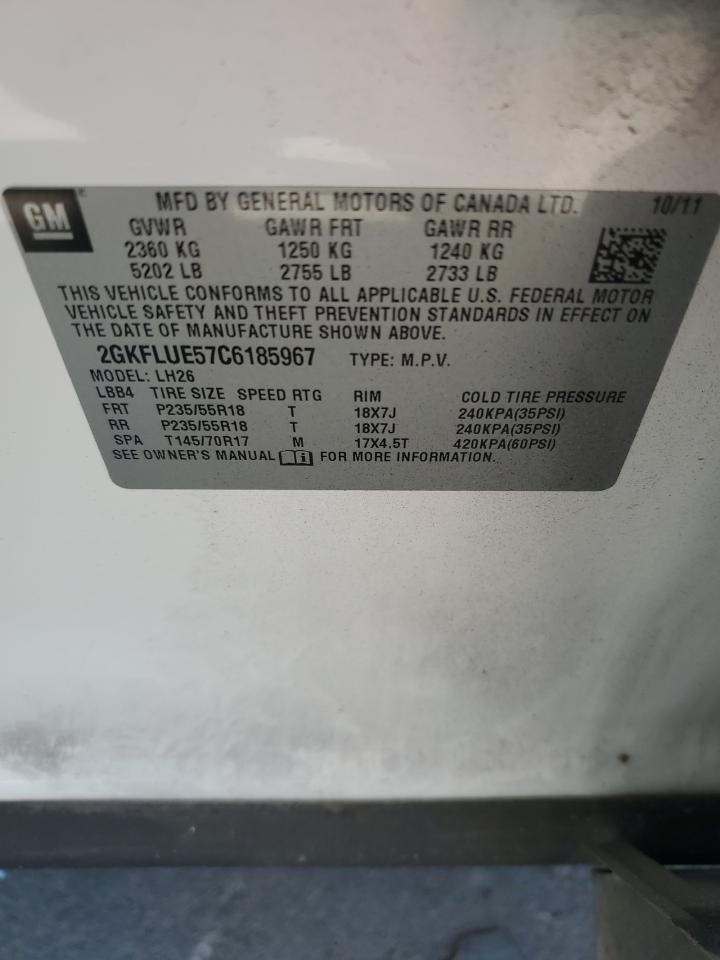 2012 GMC Terrain Slt VIN: 2GKFLUE57C6185967 Lot: 81270375