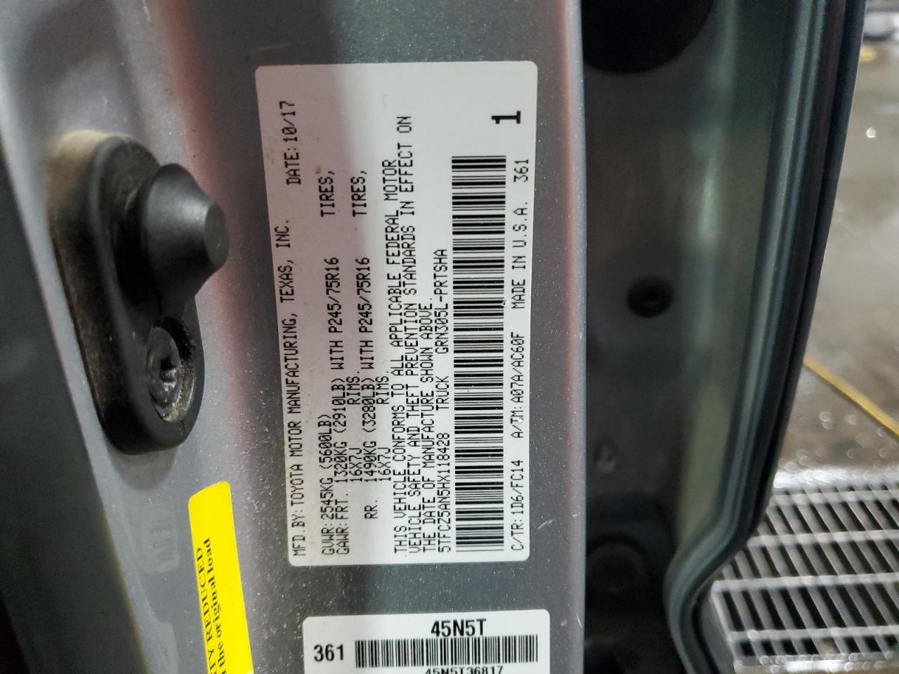 2017 Toyota Tacoma Double Cab VIN: 5TFCZ5AN5HX118428 Lot: 80889495