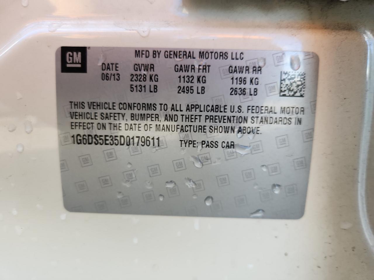 2013 Cadillac Cts Premium Collection VIN: 1G6DS5E35D0179611 Lot: 80466115