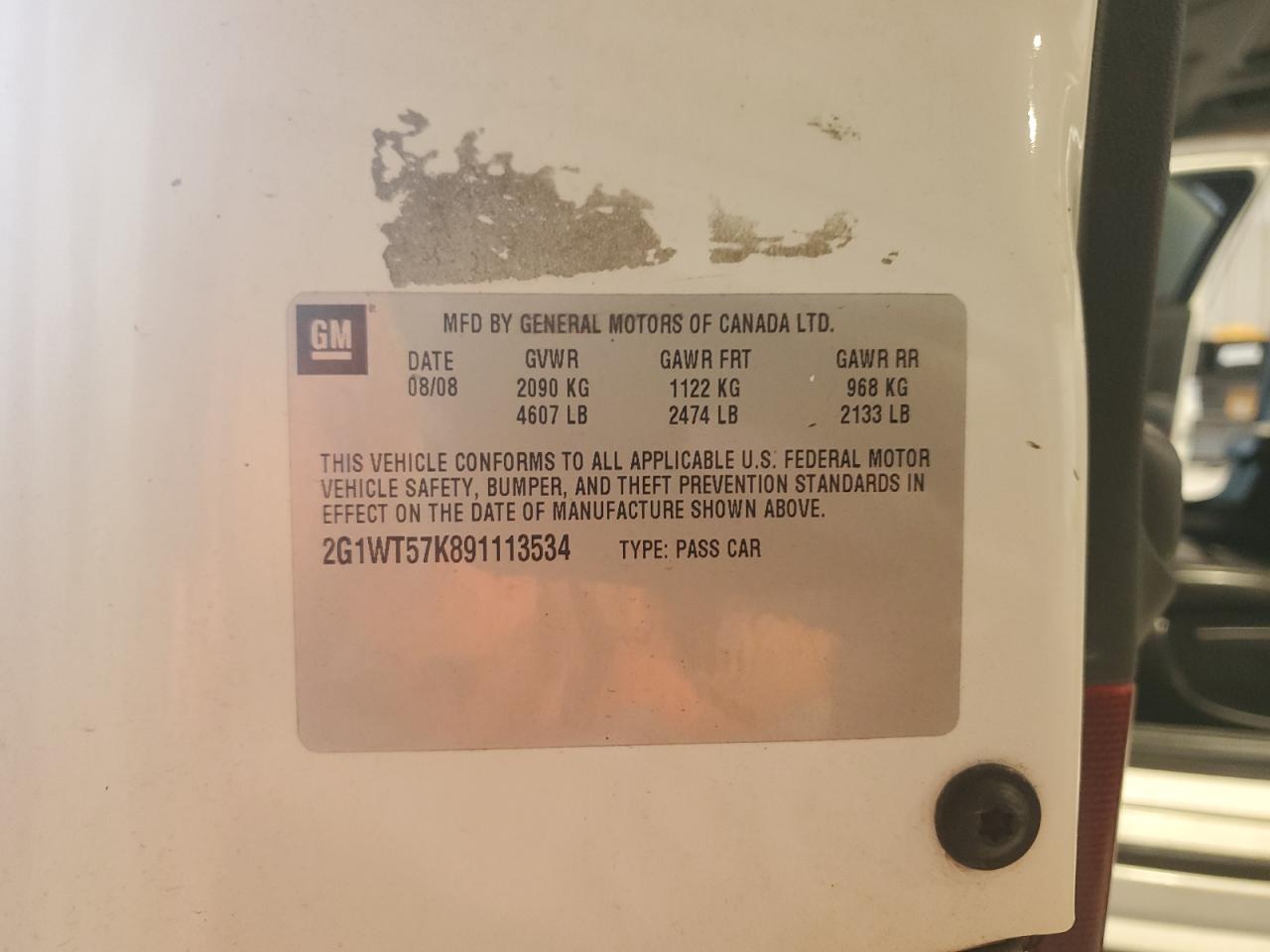 2009 Chevrolet Impala 1Lt VIN: 2G1WT57K891113534 Lot: 83809705