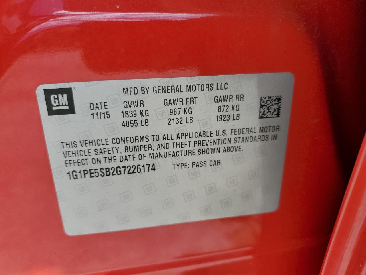 2016 Chevrolet Cruze Limited Lt VIN: 1G1PE5SB2G7226174 Lot: 84710305