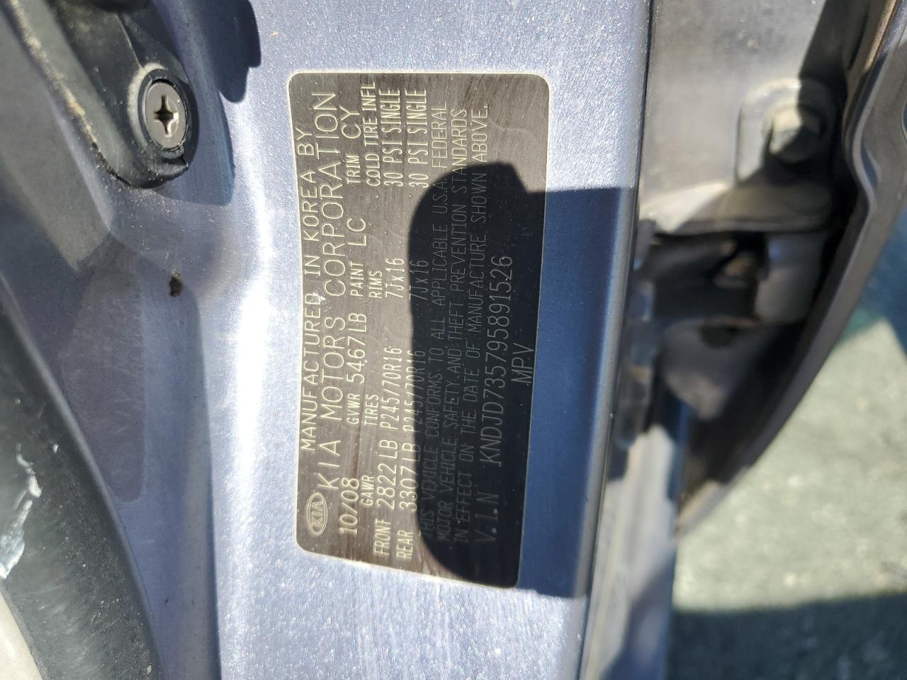 2009 Kia Sorento Lx VIN: KNDJD735795891526 Lot: 81401105