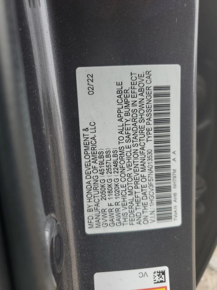 2022 Honda Accord Hybrid Exl VIN: 1HGCV3F57NA013530 Lot: 84396935
