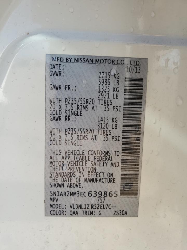 2014 Nissan Pathfinder S VIN: 5N1AR2MM3EC639865 Lot: 81262345