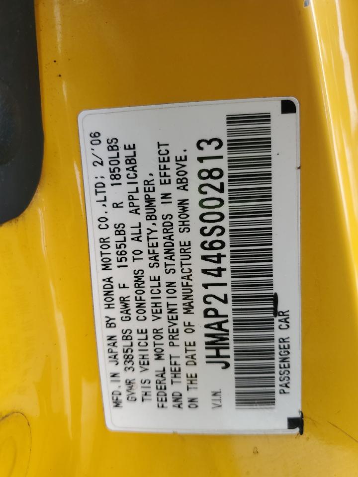 2006 Honda S2000 VIN: JHMAP21446S002813 Lot: 81040905