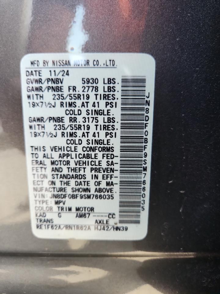 2025 Nissan Ariya Evolve+ VIN: JN8DF0BF9SM766035 Lot: 71398265