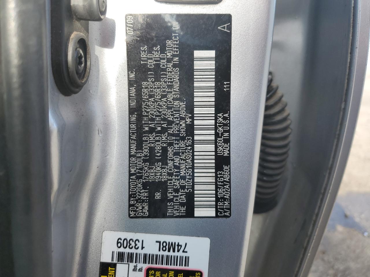 2010 Toyota Sequoia Sr5 VIN: 5TDZY5G10AS024163 Lot: 81677935