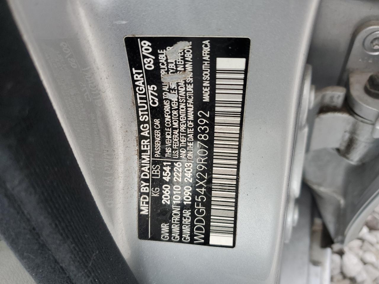 2009 Mercedes-Benz C 300 VIN: WDDGF54X29R078392 Lot: 71219605