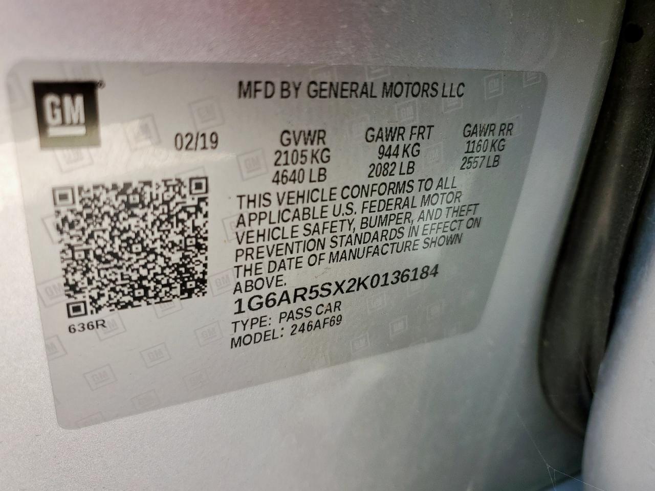 2019 Cadillac Cts Luxury VIN: 1G6AR5SX2K0136184 Lot: 80122625