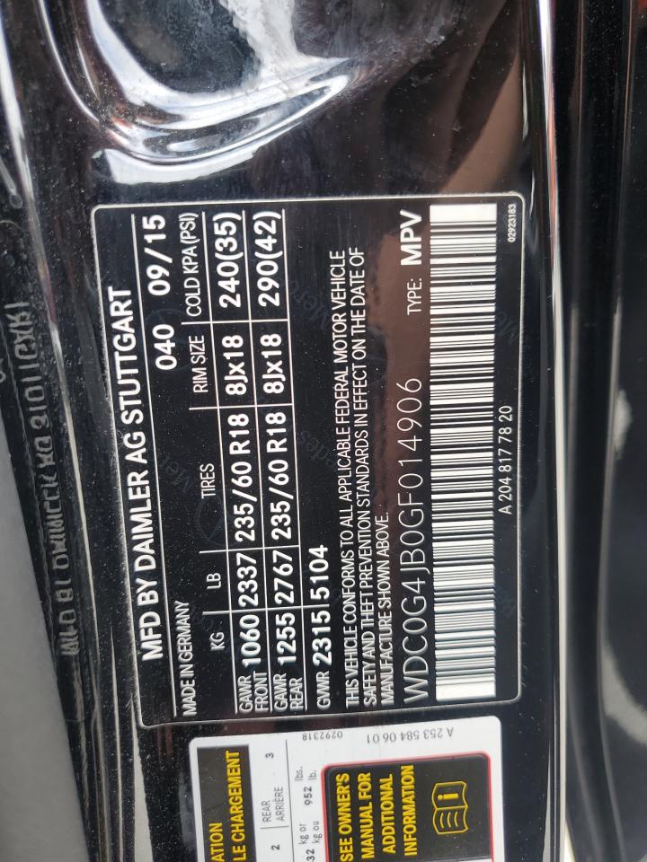 2016 Mercedes-Benz Glc 300 VIN: WDC0G4JB0GF014906 Lot: 81642845