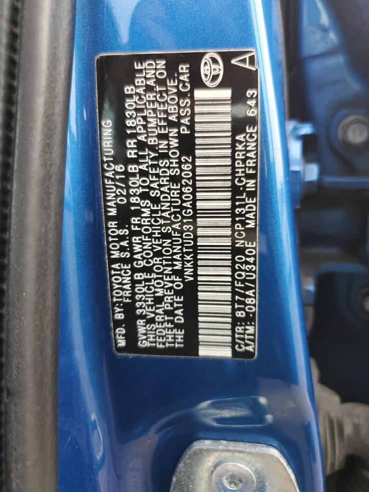 2016 Toyota Yaris L VIN: VNKKTUD31GA062062 Lot: 81630585