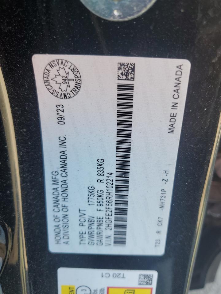2024 Honda Civic Sport VIN: 2HGFE2F56RH102214 Lot: 81658415