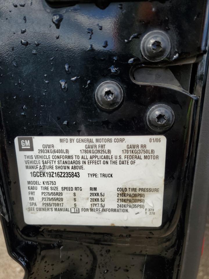 2006 Chevrolet Silverado K1500 VIN: 1GCEK19Z16Z235843 Lot: 71416795