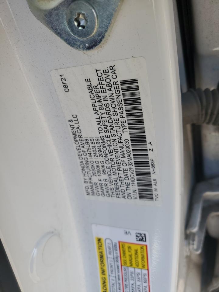 2021 Honda Accord Sport VIN: 1HGCV2F32MA029030 Lot: 84632395