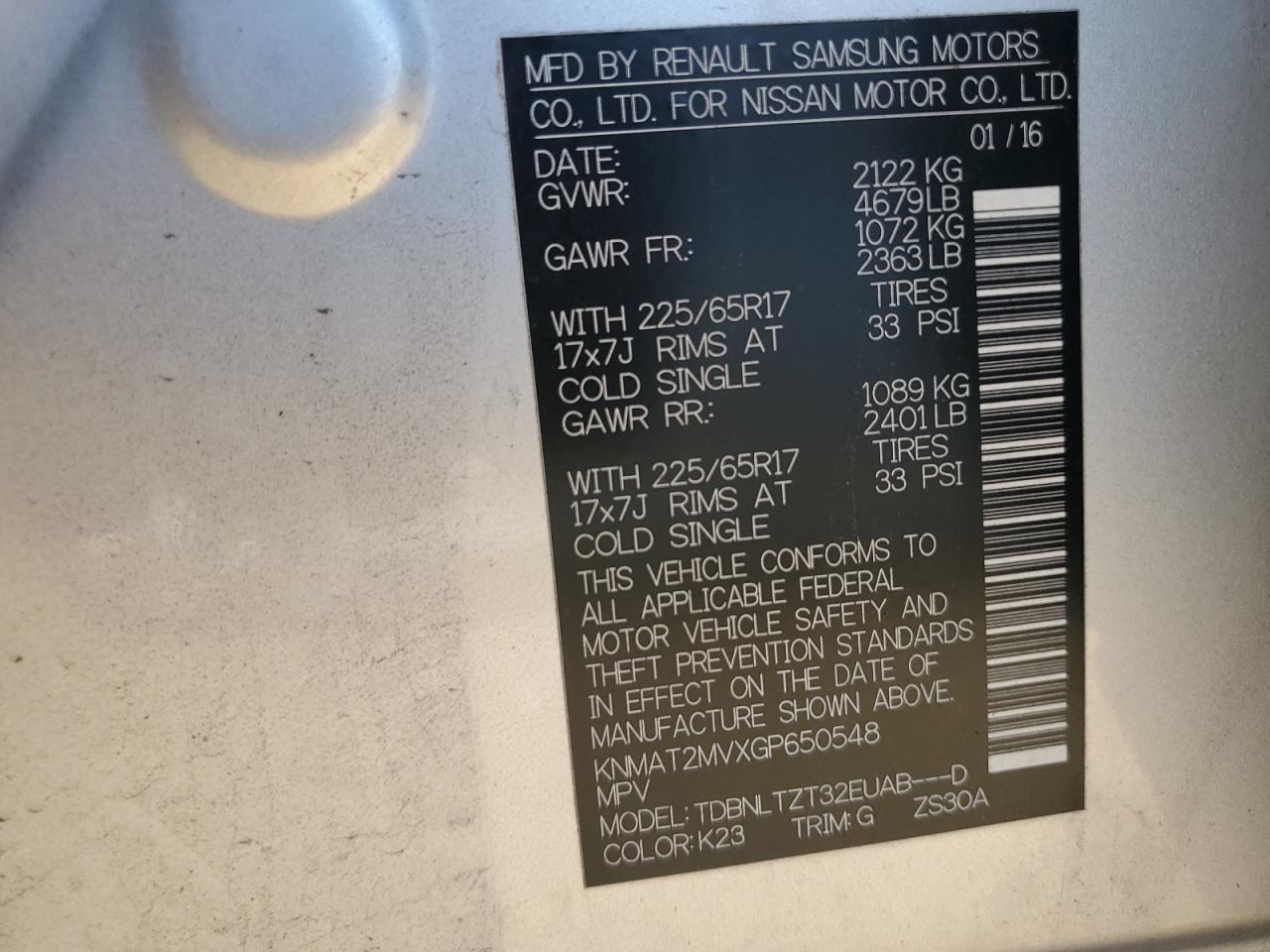 2016 Nissan Rogue S VIN: KNMAT2MVXGP650548 Lot: 80488885