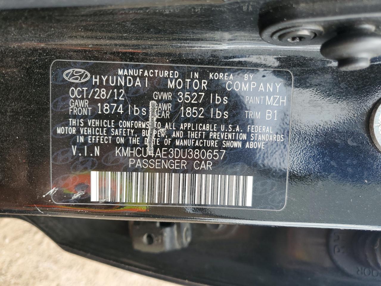 2013 Hyundai Accent Gls VIN: KMHCU4AE3DU380657 Lot: 81060905