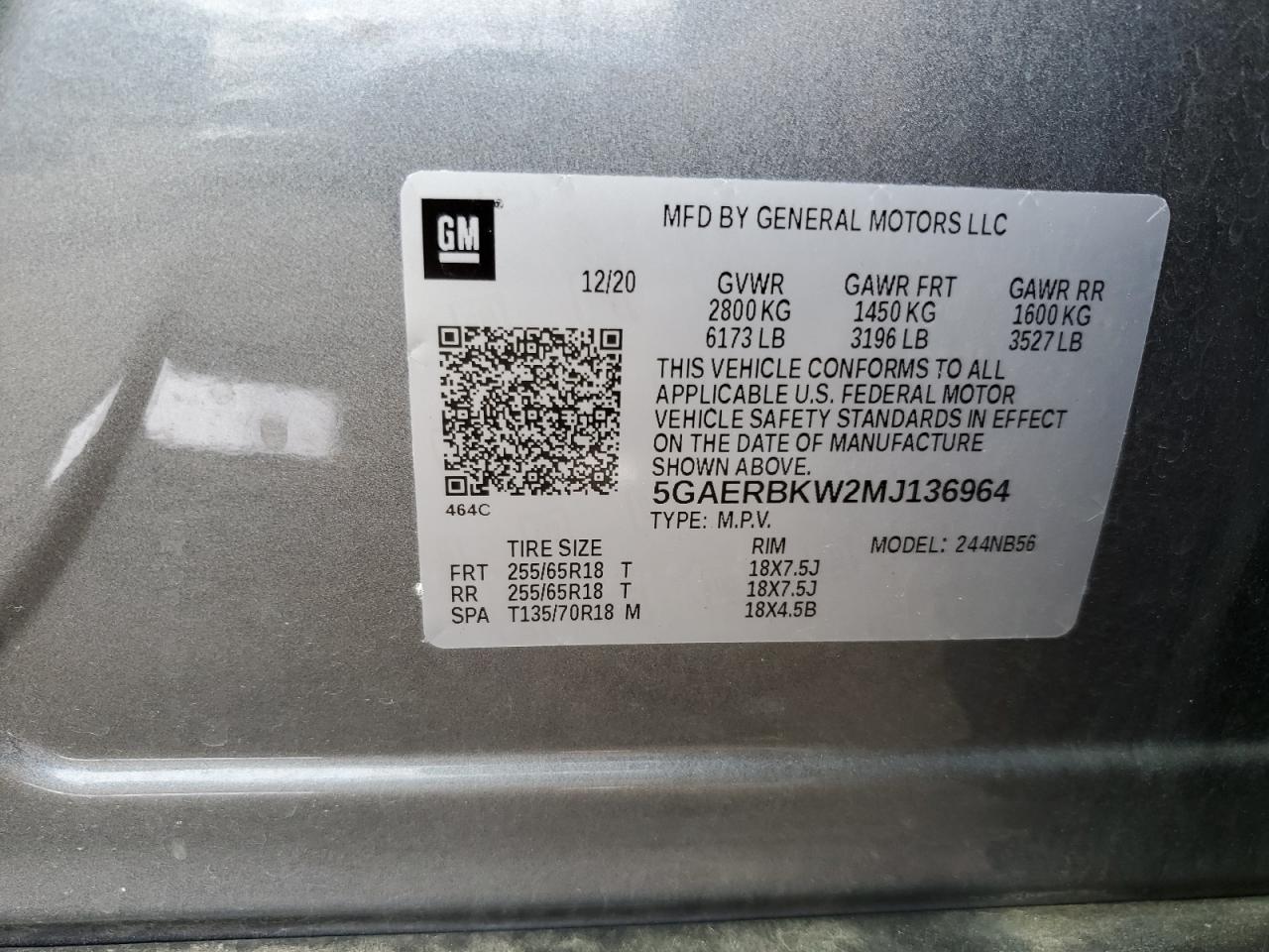 2021 Buick Enclave Essence VIN: 5GAERBKW2MJ136964 Lot: 71727845