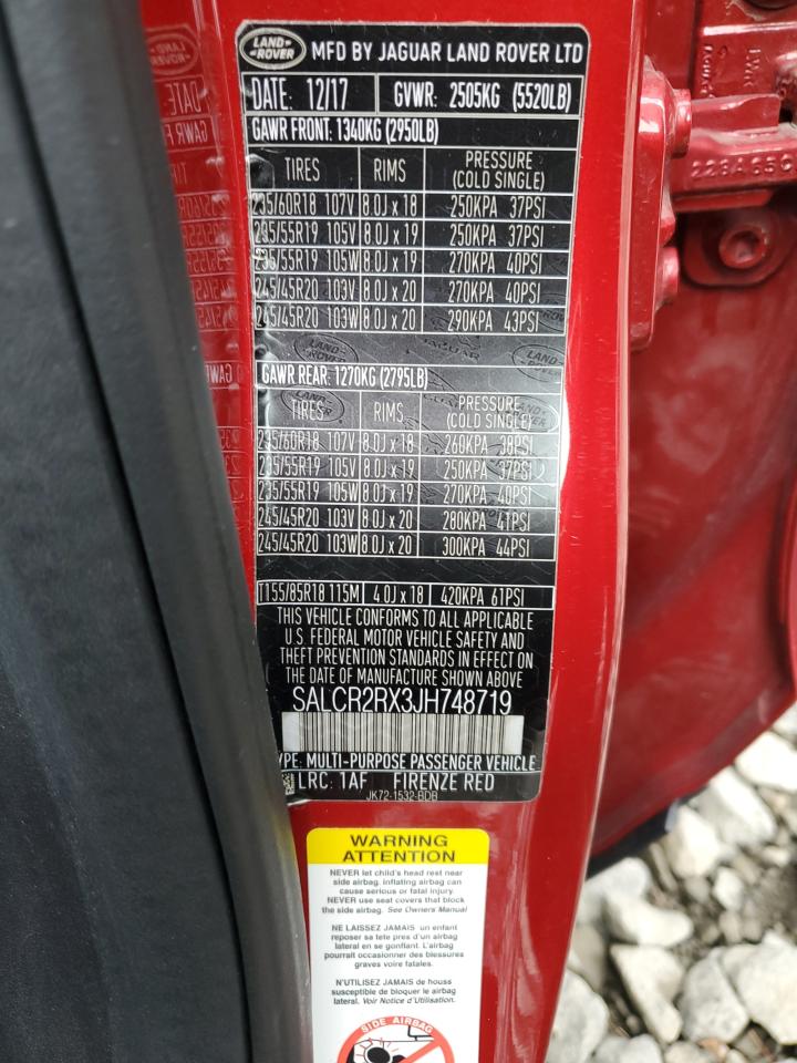 2025 Land Rover Discovery Sport Hse VIN: SALCR2RX3JH748719 Lot: 81852485