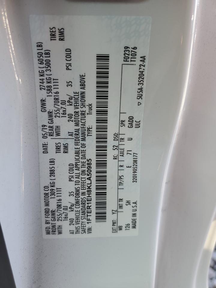 2019 Ford Ranger Xl VIN: 1FTER1EH8KLA50985 Lot: 80647135