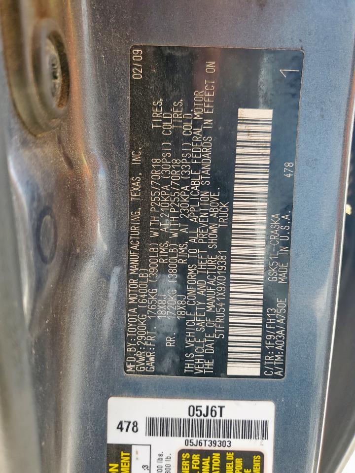 2009 Toyota Tundra Double Cab VIN: 5TFRU541X9X019381 Lot: 84252485