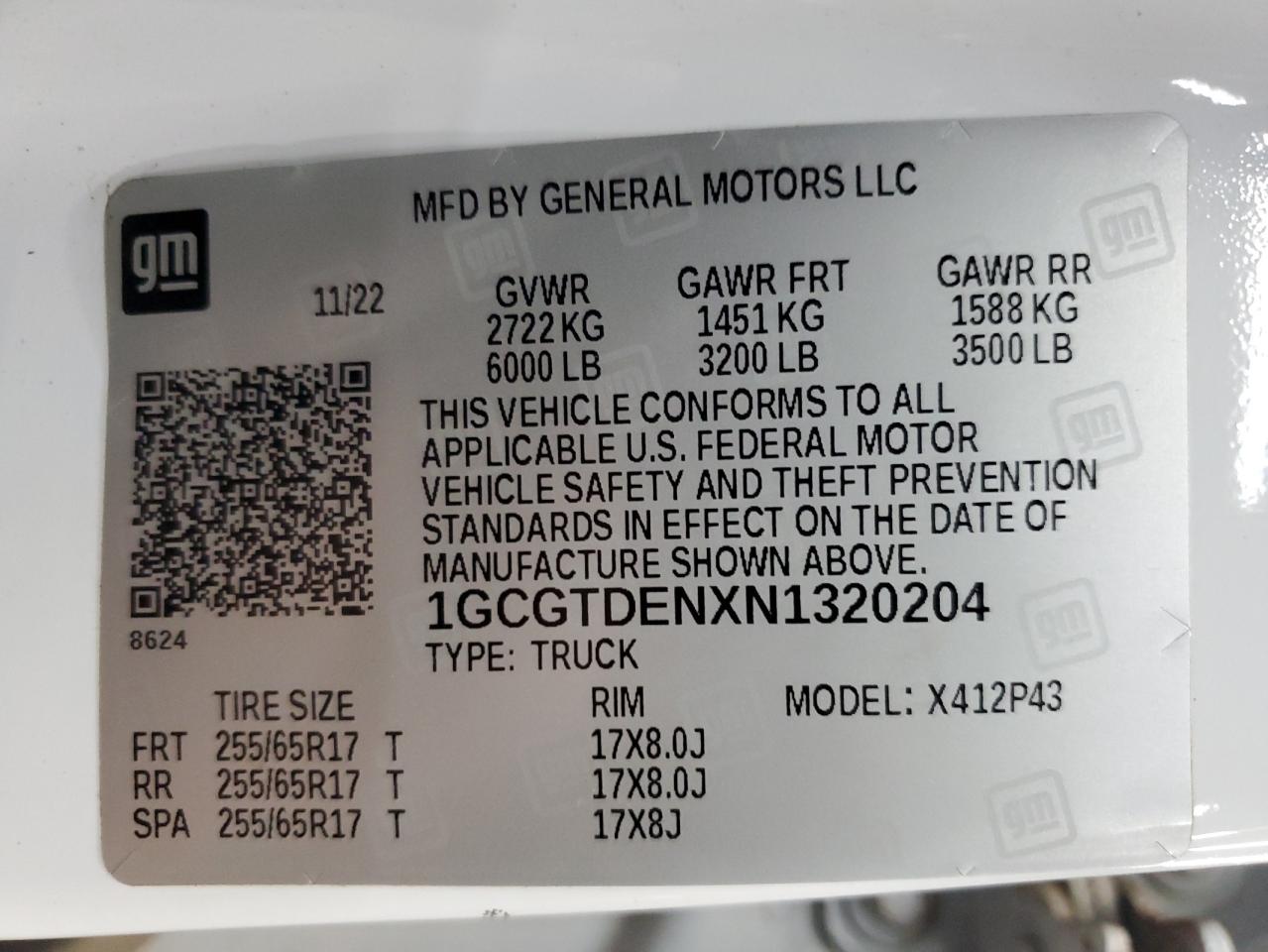 2022 Chevrolet Colorado Z71 VIN: 1GCGTDENXN1320204 Lot: 81075385