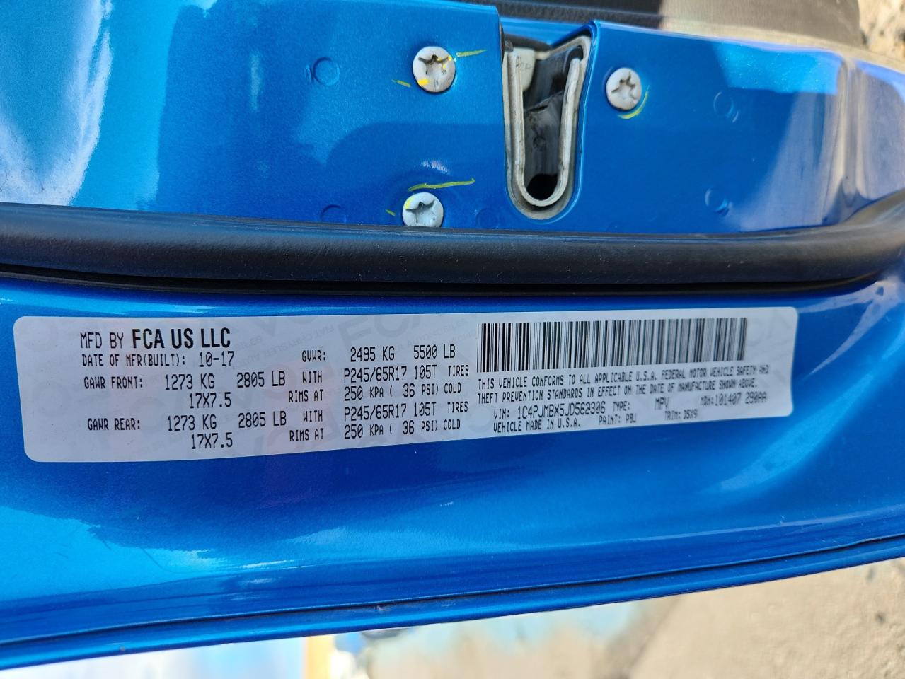 2018 Jeep Cherokee Trailhawk VIN: 1C4PJMBX5JD562306 Lot: 80218615