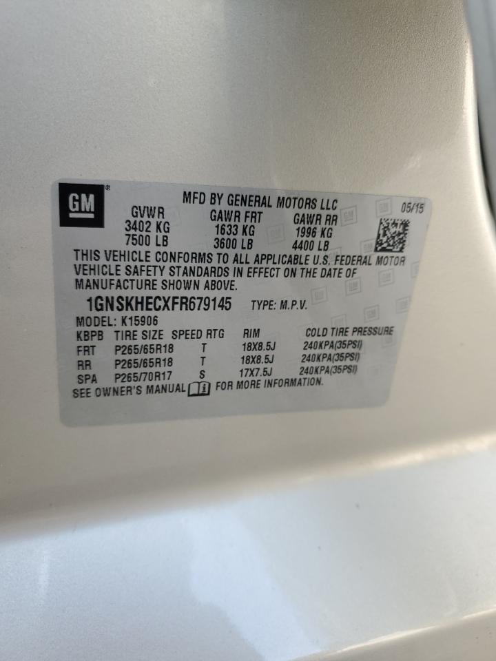 2015 Chevrolet Suburban K1500 Ls VIN: 1GNSKHECXFR679145 Lot: 81313945