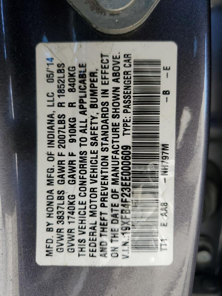 2014 Honda Civic Hybrid VIN: 19XFB4F23EE000609 Lot: 71325345