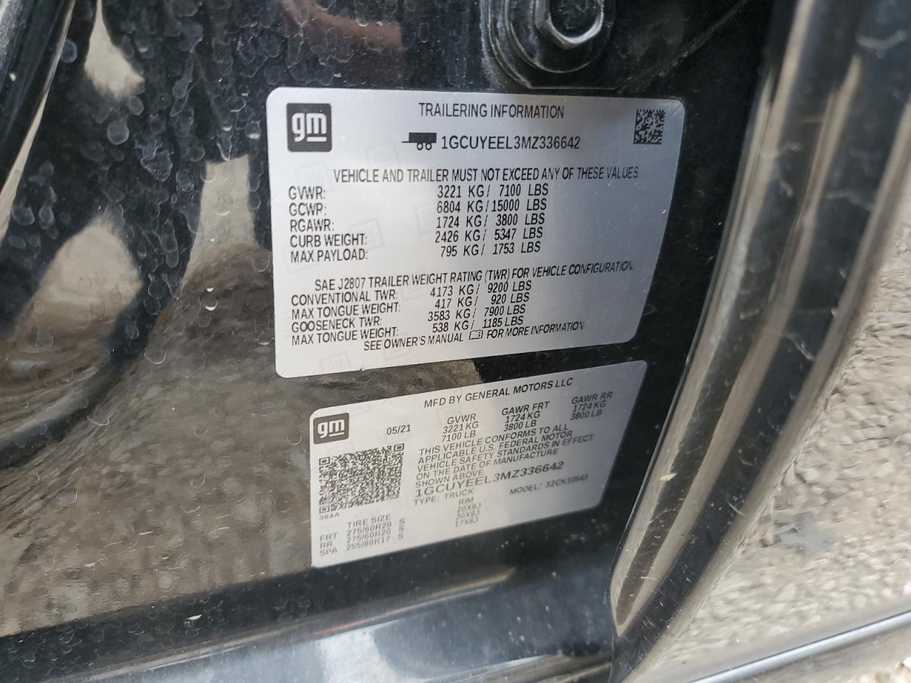 2021 Chevrolet Silverado K1500 Rst VIN: 1GCUYEEL3MZ336642 Lot: 81108525