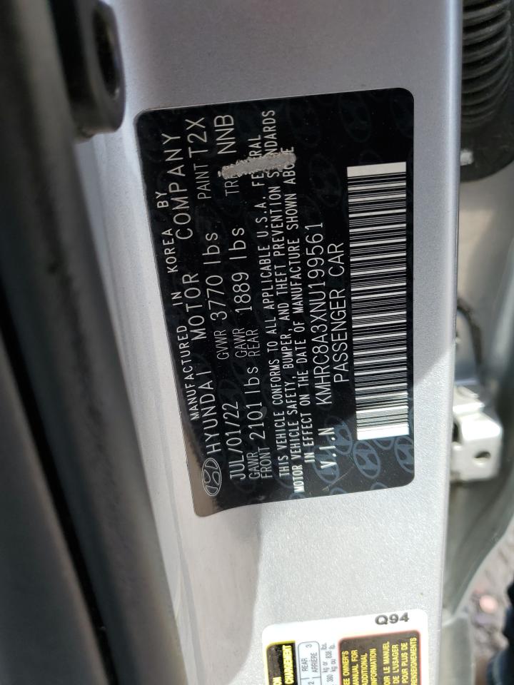 2022 Hyundai Venue Sel VIN: KMHRC8A3XNU199561 Lot: 84805555