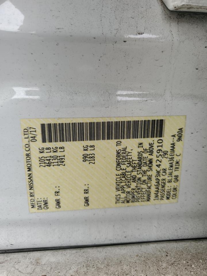 2017 Nissan Maxima 3.5S VIN: 1N4AA6AP3HC425910 Lot: 84192395