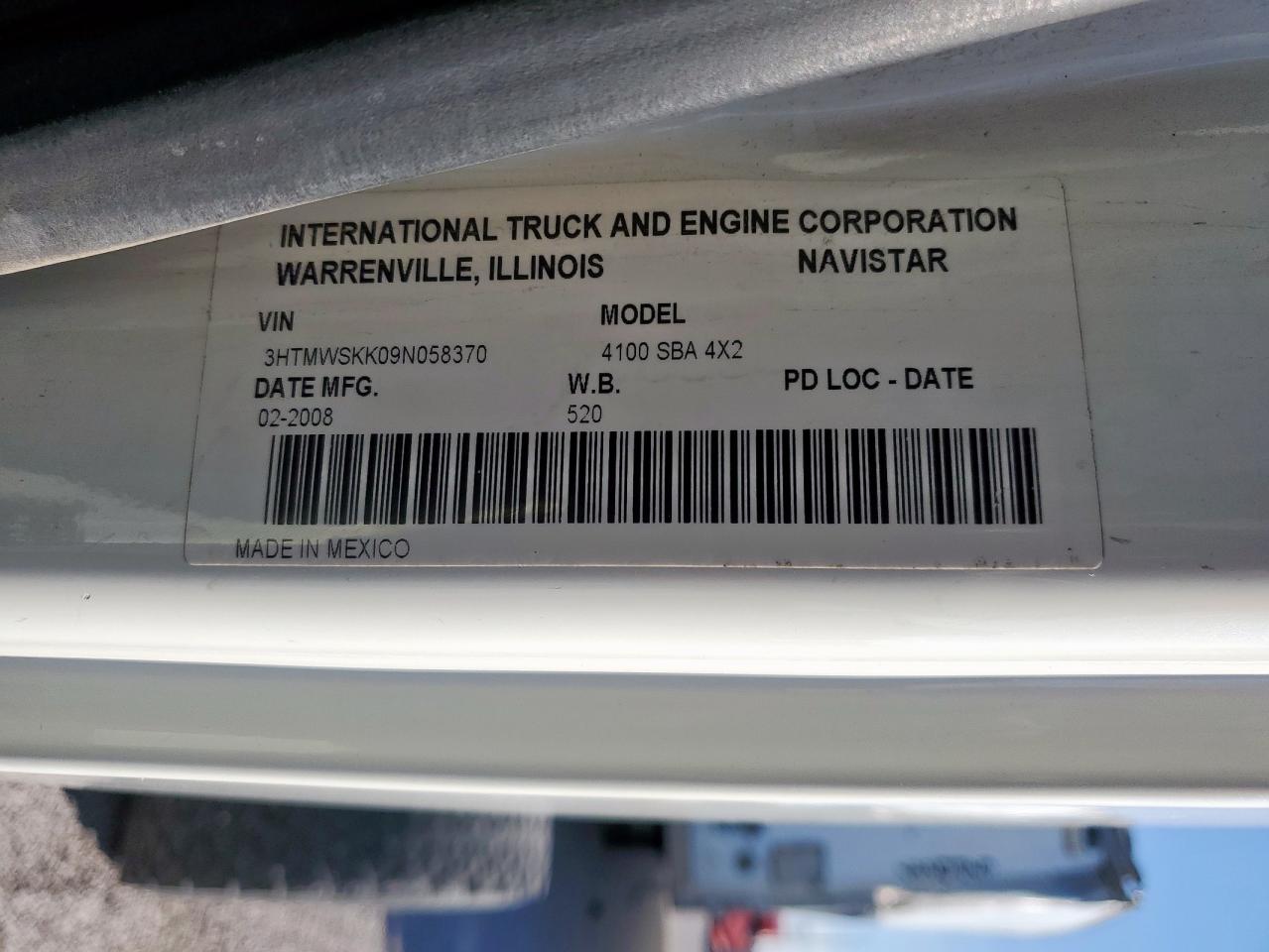 2009 International 4100 Semi Truck VIN: 3HTMWSKK09N058370 Lot: 81521715