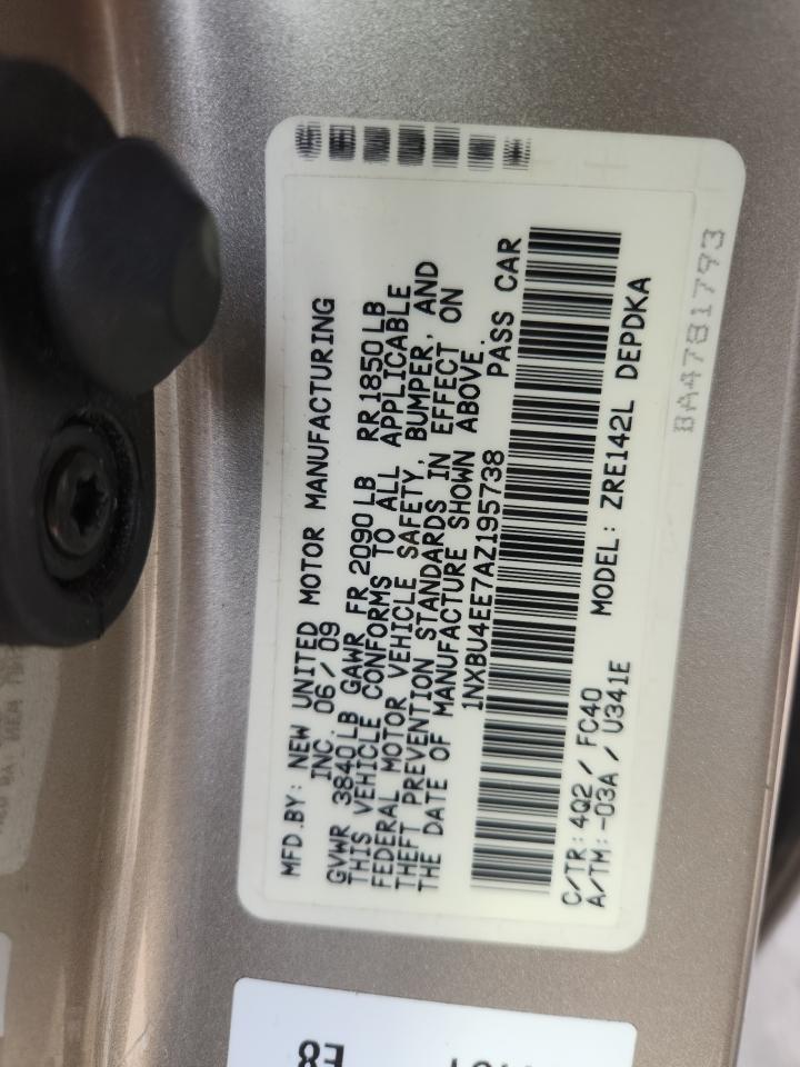 2010 Toyota Corolla Base VIN: 1NXBU4EE7AZ195738 Lot: 71844865