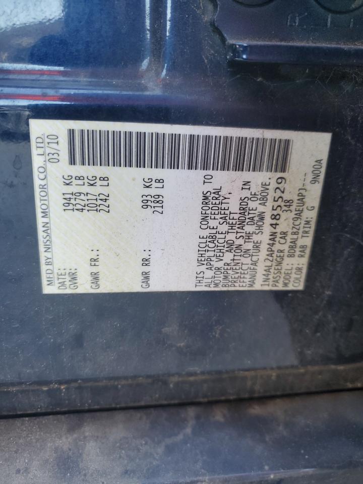 2010 Nissan Altima Base VIN: 1N4AL2AP4AN485529 Lot: 80961155