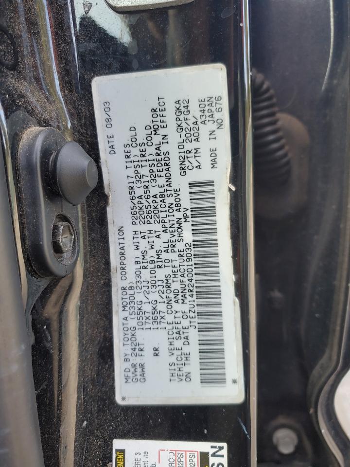 2004 Toyota 4Runner Sr5 VIN: JTEZU14R240019032 Lot: 71954845