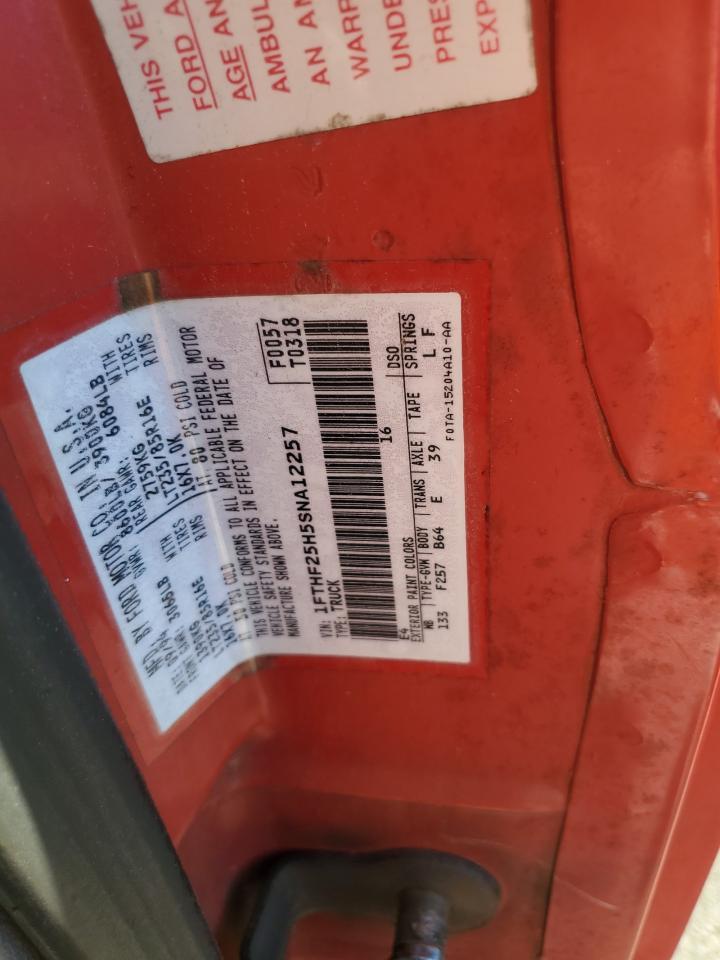 1995 Ford F250 VIN: 1FTHF25H5SNA12257 Lot: 80968095