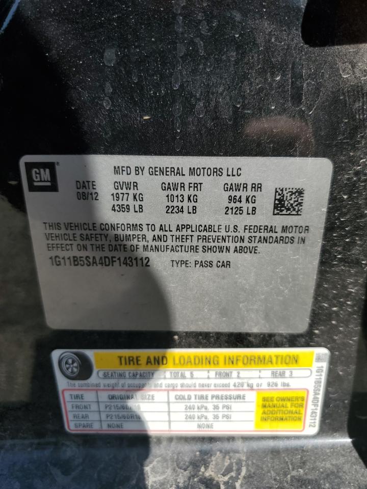 2013 Chevrolet Malibu Ls VIN: 1G11B5SA4DF143112 Lot: 71184895