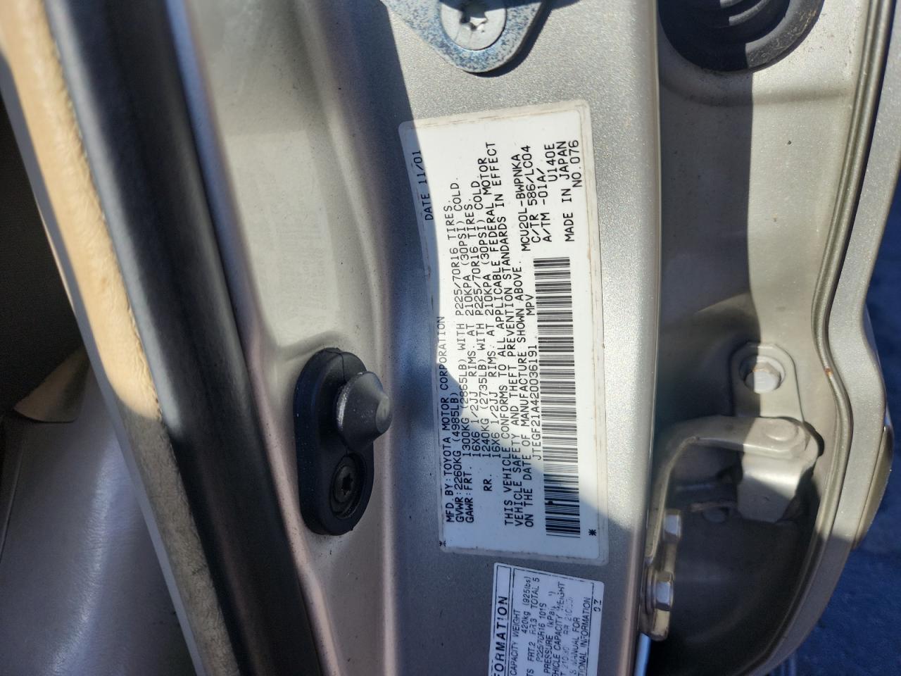 2002 Toyota Highlander Limited VIN: JTEGF21A420036191 Lot: 81841985