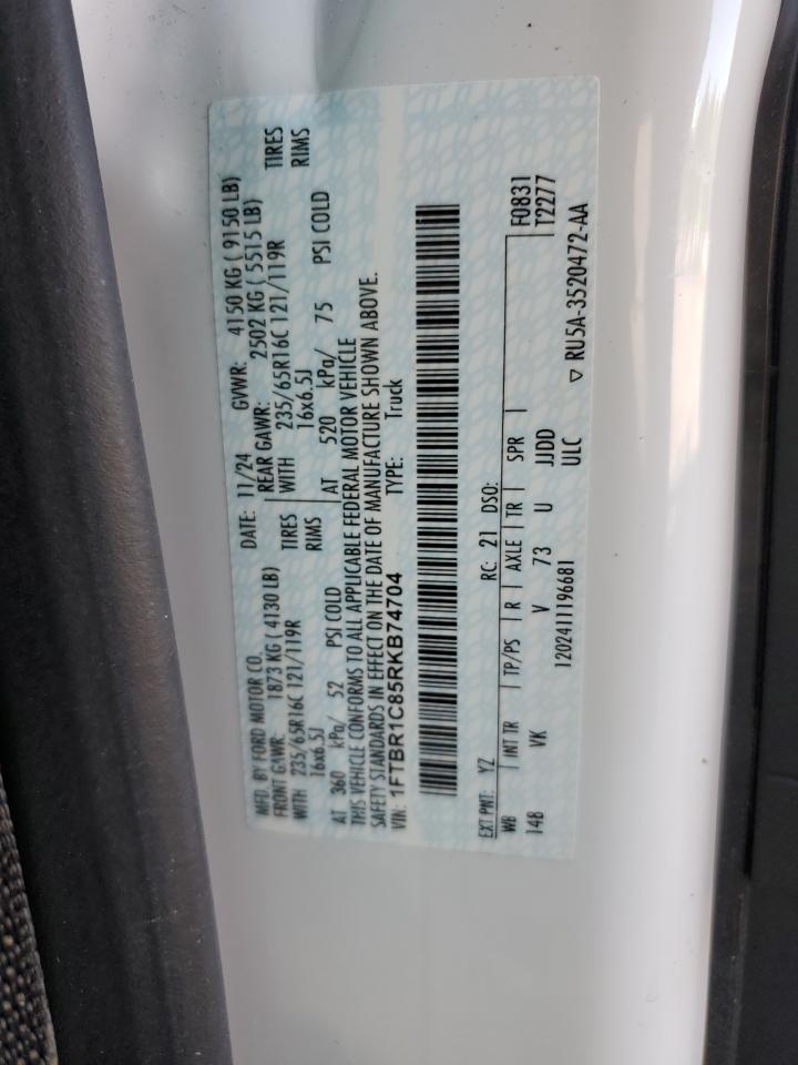 2024 Ford Transit T-250 VIN: 1FTBR1C85RKB74704 Lot: 81640235