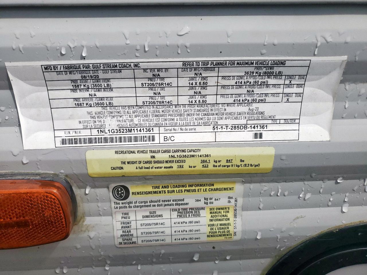 2021 Gulf Stream Conquest VIN: 1NL1G3523M1141361 Lot: 70758465